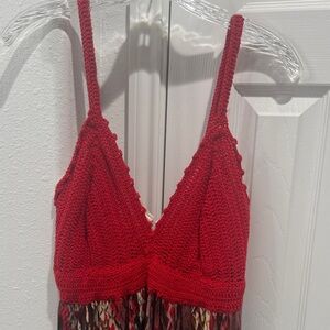 Red Crochet Top Dress